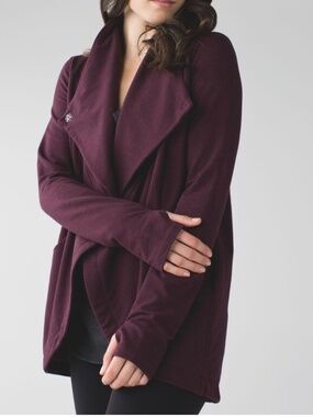 Lululemon That's a Wrap Stretch French Terry Jacket Womens 10 Heathered Bordeaux